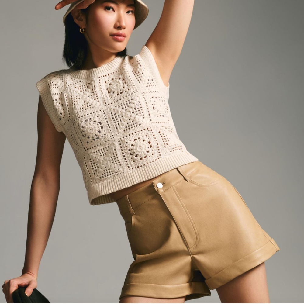 Anthropologie Avec Les Filles Faux Leather Cuffed Shorts